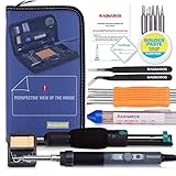 Best Soldering Iron Kit, Full Set 70W 110V Adjustable Thermostat Soldering Iron, Gathered with Tips, Anti-Static Tweezers, Solder Sucker, Solder Wick, Rosin and Aid Tools in Organized Case