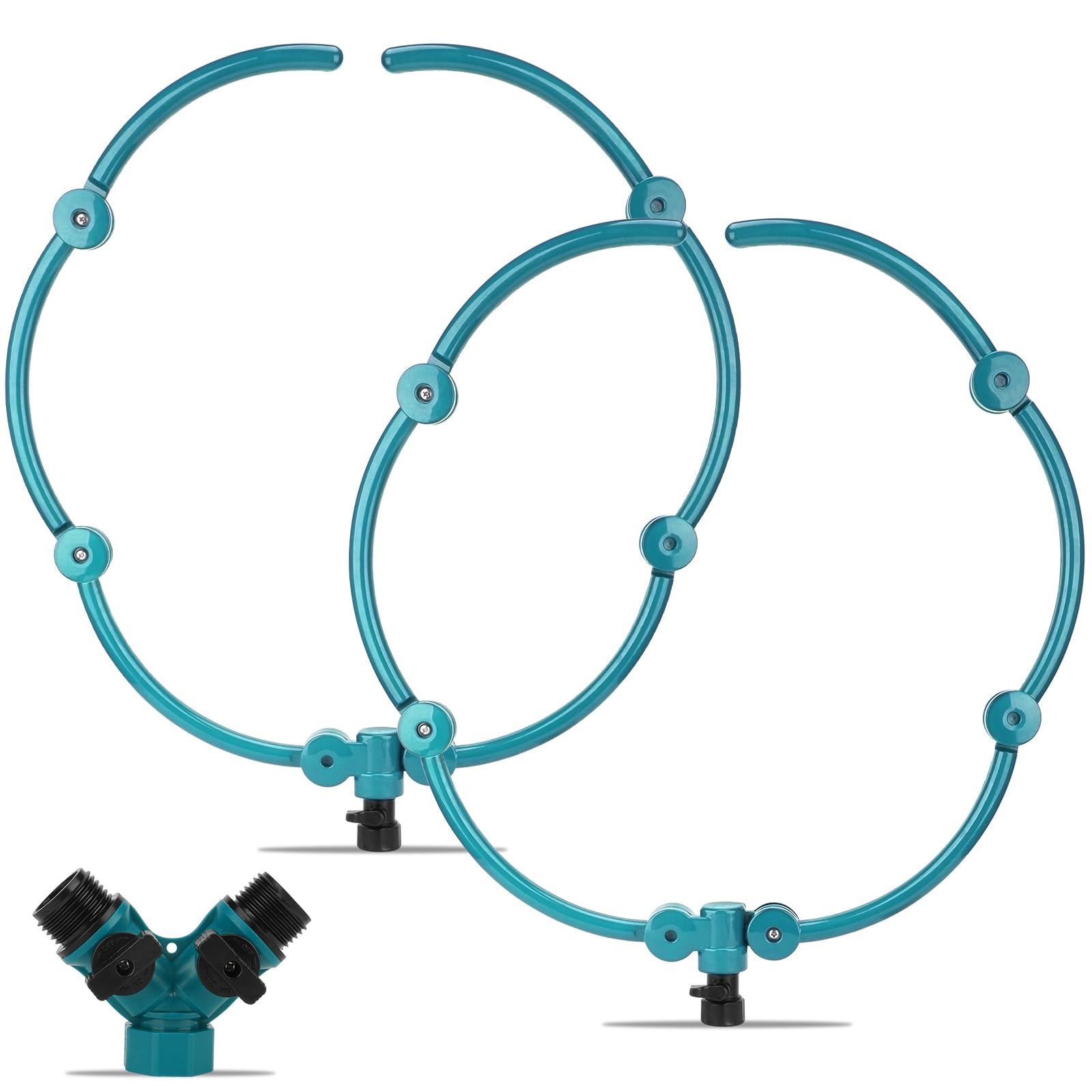 Photo 1 of 2Pcs 360° Tree Water System Tree Watering Ring 20 Inch Circle Sprinkler and Irrigation System Targeted Water with Y Hose Splitter for New Tree Outdoor Plants Raised Garden Beds Shrubs (Green, Large)