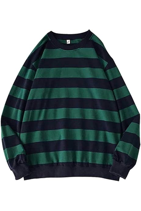 Knit Korean Sweater Green Black Stripes 