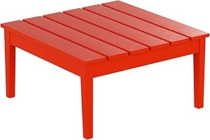 WestinTrends Ashore Outdoor Coffee Table, 32 Inch All Weather Poly Lumber Adirondack Patio Coffee Table Square Low Table, Red