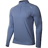 Surenow Men's Running Shirts Long Sleeve Athletic Workout Shirts Quarter Zip Pullover Moisture Wicking Quick Dry Shirts