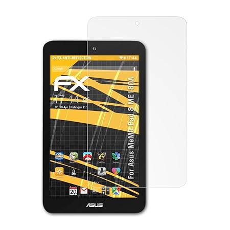 atFolix Panzerfolie kompatibel mit Asus MeMO Pad 8 ME180A Schutzfolie, entspiegelnde und stoßdämpfende FX Folie (2X)