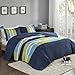 Comfort Spaces Quilt Set Trendy Casual Fun, Vibrant Color Design, Hypoallergenic All Season, Lightweight Coverlet Bedspread Cozy Kids Bedding & Sham Full/Queen Pierre Navy/Blue 3 Piece