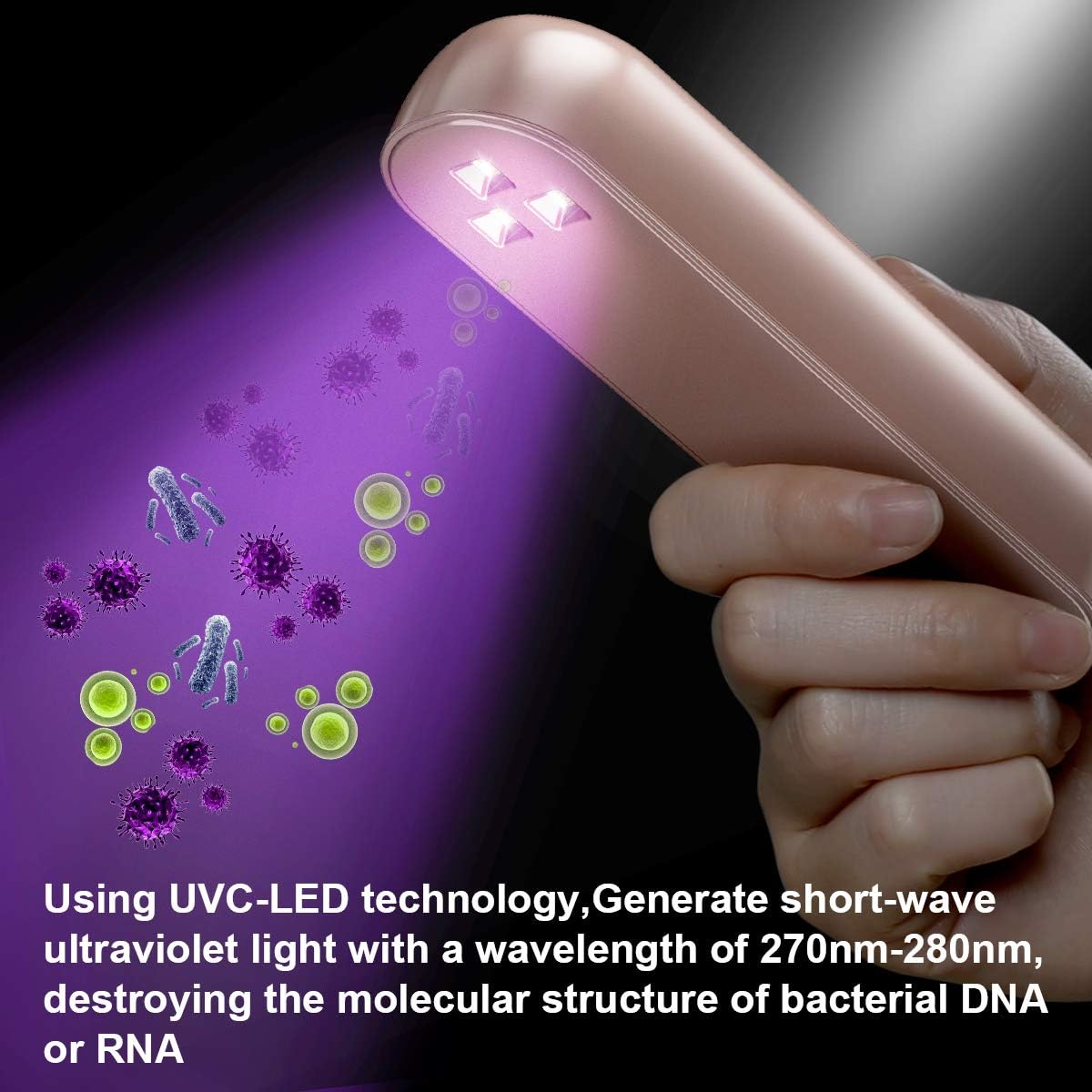 IESTARING Portable UV Disinfection Lamp, Only 10 Seconds Fast UVC Handheld Disinfection Wand, UVC Germicidal Stick, Rechargeable Deep Ultraviolet Sterilizer Wand for Home Hotel Office School