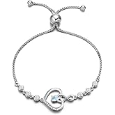 AGVANA Valentines Day Gifts Heart Birthstone Bracelets for Women Sterling Silver Genuine or Created Gemstone Tennis Bracelet Infinity Love Jewelry Anniversary Birthday Gifts for Wife Mom Women
