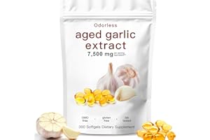 EOQIFJM Aged Garlic Extract-300 Count 7500mg Odorless Organic Garlic Capsules Supplement for Heart & Immune Support – Vegetarian, Non-GMO, All-Natural Softgels, 2-Year Matured for Antioxidant Wellness