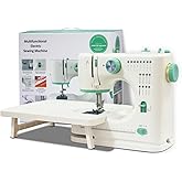 ShyangLiang Portable Sewing Machine for Beginners, 16 Built-in Stitches and Reverse Sewing, adjustable sewing speed, small sewing machine with two needle types, foot pedal(with Extension Table)