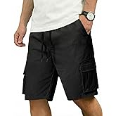 COOFANDY Men's Cargo Shorts Casual Cotton Drawstring Short Elastic Waist Work Shorts with Multi Pockets