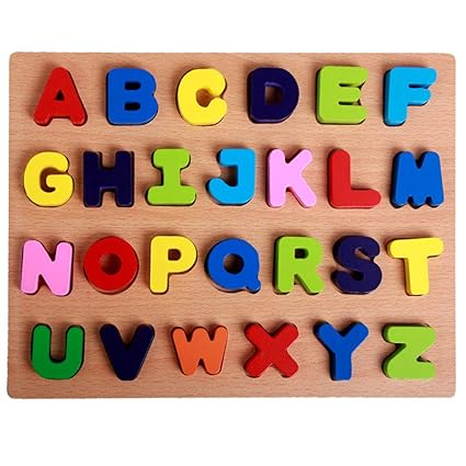 Leoie Wooden Number Figure Alphabet Early Education Puzzle Building Blocks Toy for Children Kids Uppercase Letter