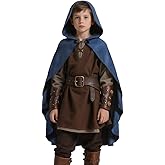 HOMELEX Kids Medieval Cloak With Hood Halloween Hooded Cape Cosplay Costume for Party