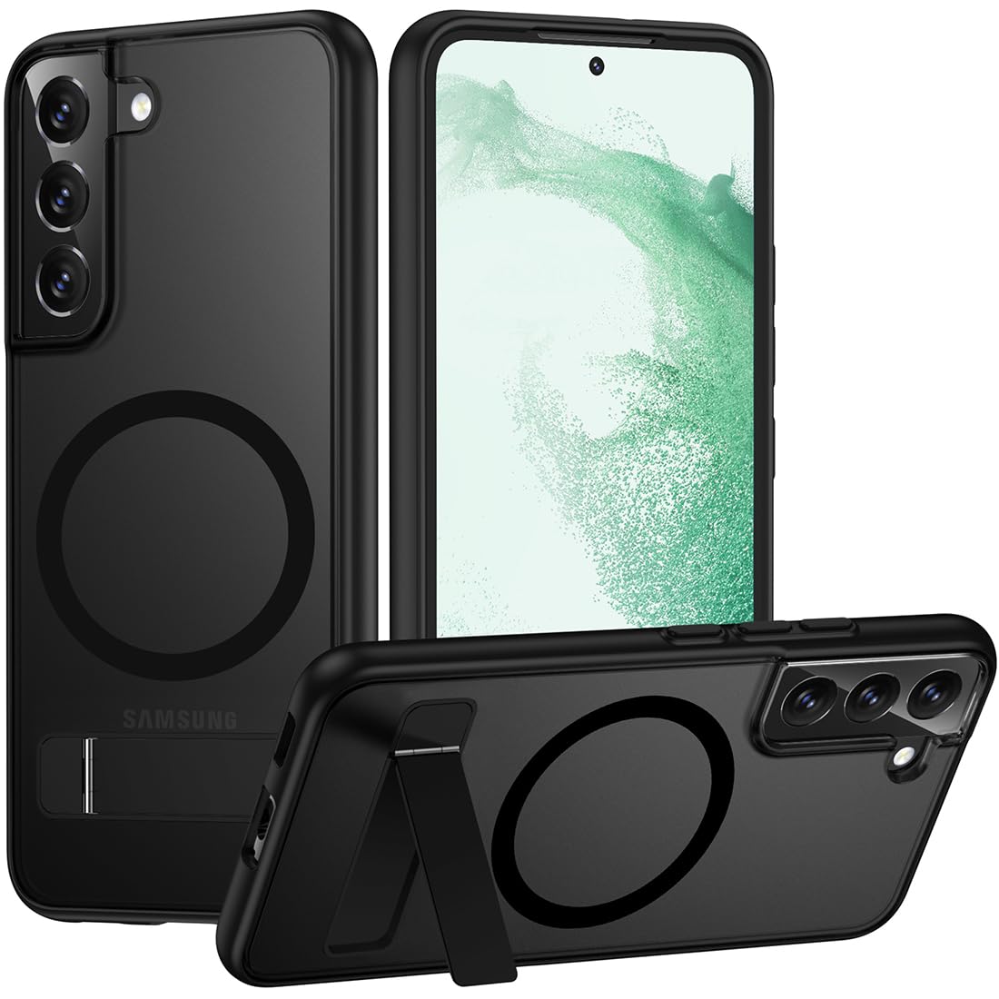 Photo 1 of TIANNIUKE Magnetic Case for Samsung Galaxy S22, Compatible with MagSafe,Adjustable Kickstand,Translucent Matte Anti-Fingerprint,Shockproof Protective Phone Case