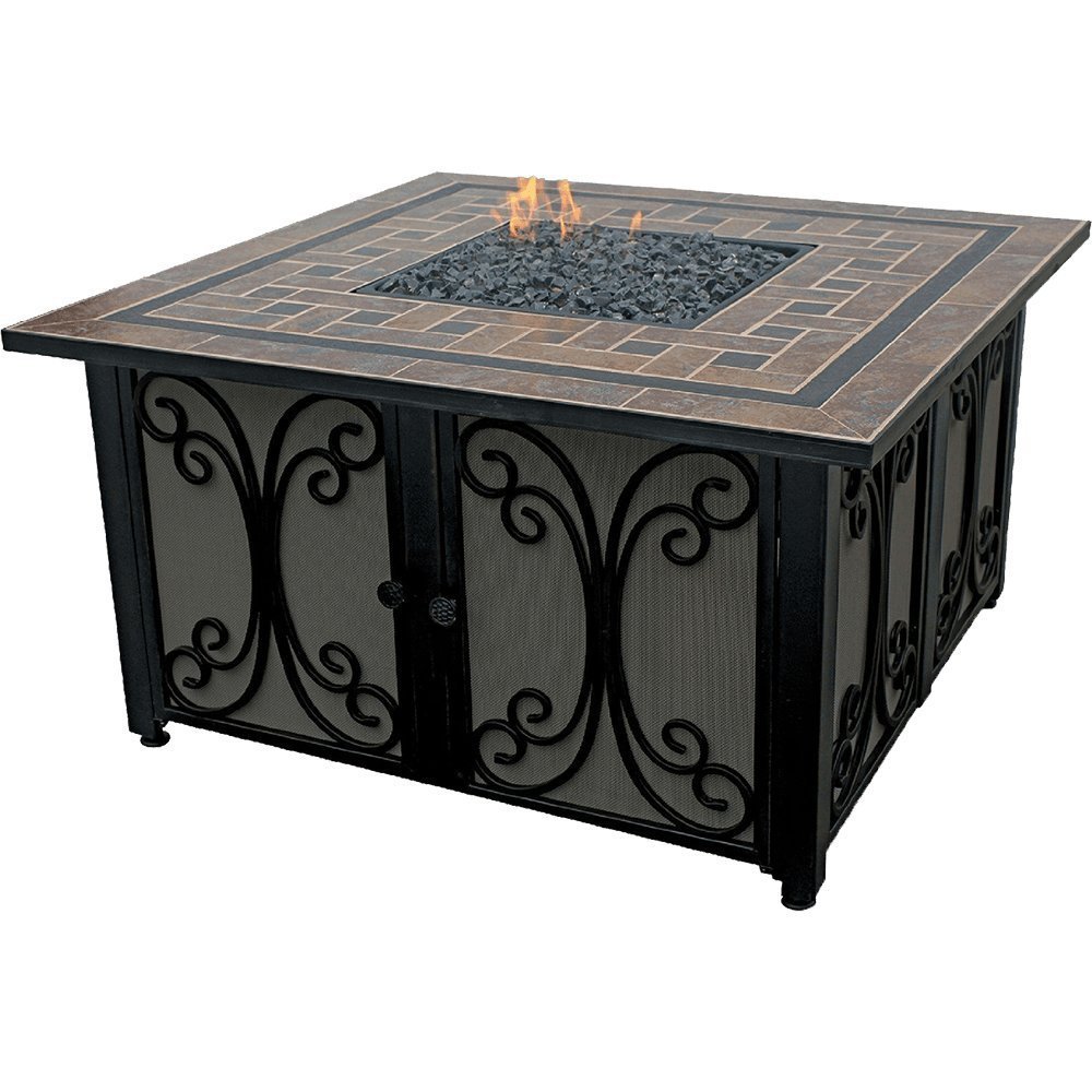 Endless Summer Fire Pit Table Slate Tile Square LP Gas Outdoor Patio