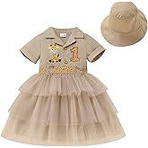 FYMNSI Baby 1st Birthday Outfit Girls Jungle Animal Giraffe Birthday Dress Tiered Tulle Hat Newborn Cake Smash Photo Shoot