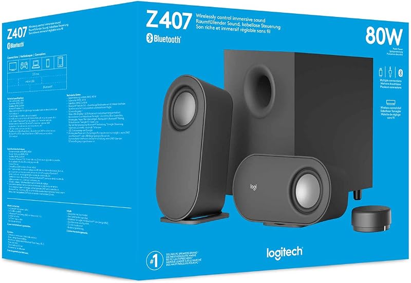 Z407 Altoparlanti Bluetooth per computer con subwoofer e controllo wireless, audio avvolgente, audio premium con ingressi multipli, altoparlanti USB - Nero