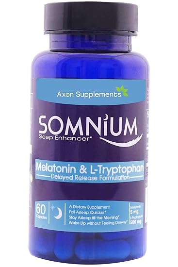 SOMNIUM | Melatonin & L-Tryptophan | 60 Non-Habit Forming Capsules | Non