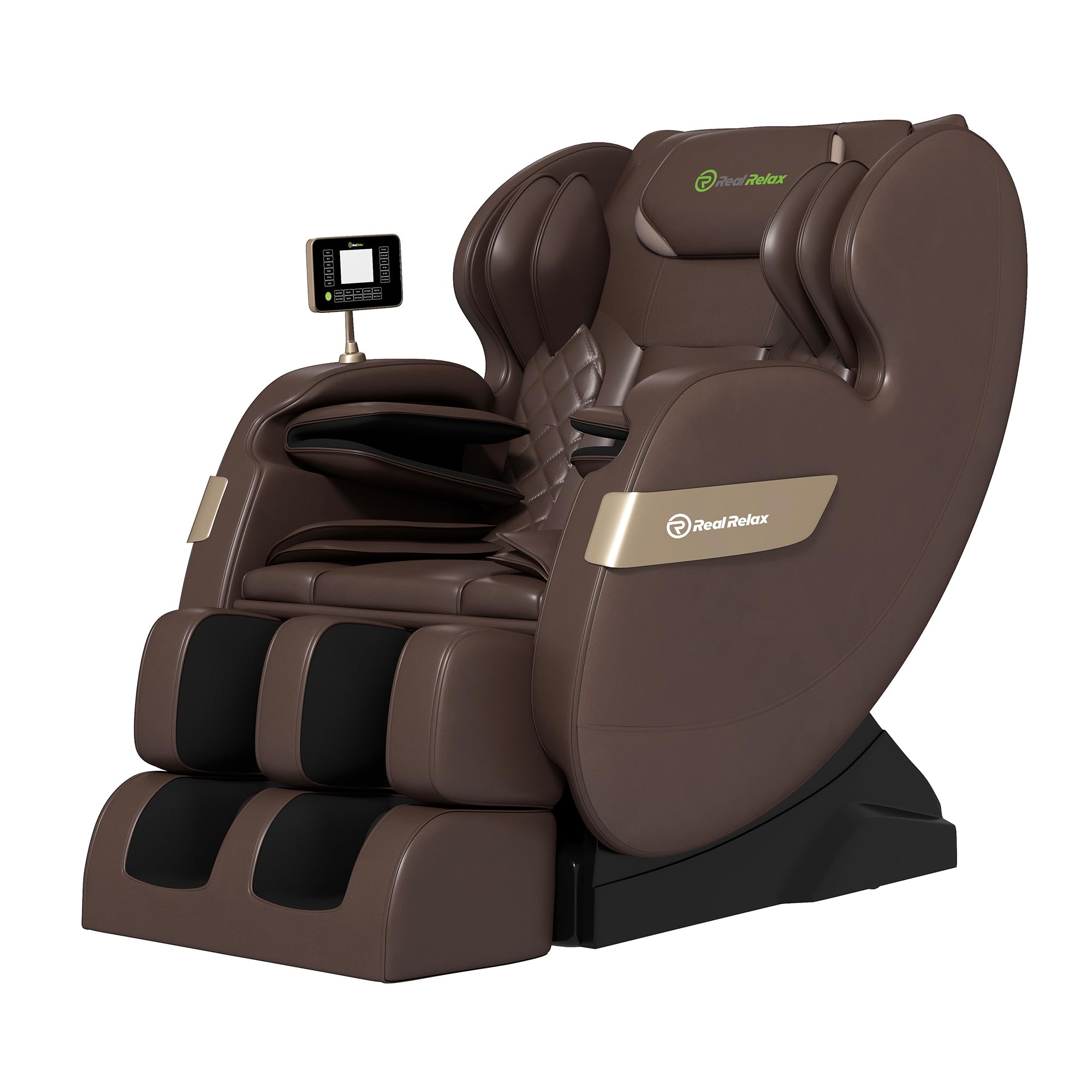 Photo 1 of Real Relax 2025 Full Body Massage Chair of Dual-core S Track,Shiatsu Massage Recliner of Zero Gravity with APP and LCD Control,Lower Back and Calf Heating,Bluetooth,Home or Office Use,Brown