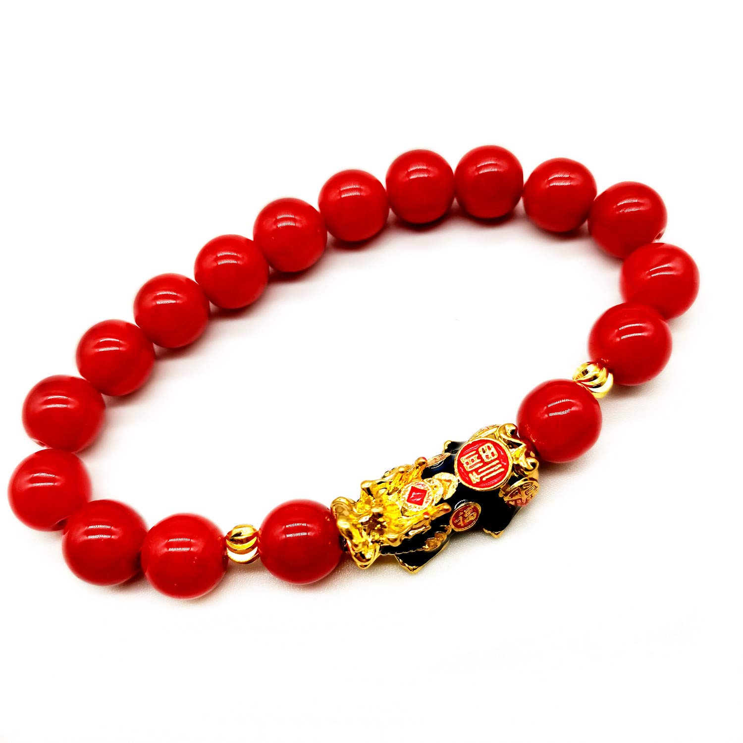 Homelavie Feng Shui Pixiu Bracelet 10mm Amulet Dragon Natural Stone Beads Bracelet Attract Wealth Money and Good Luck
