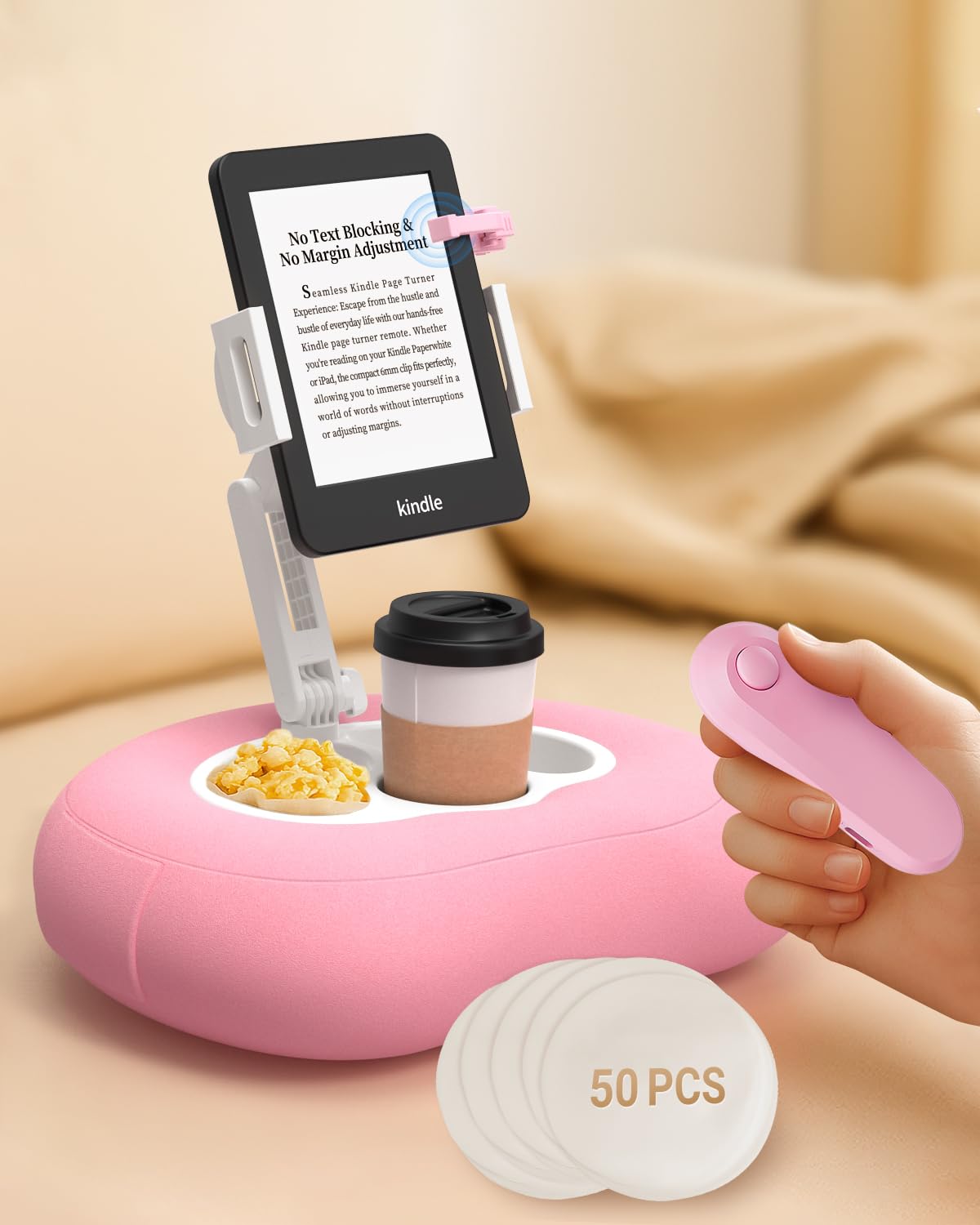Photo 1 of ***MISSING PARTS***
Bongogoo Kindle Pillow Stand with Remote Page Turner Bundle,Kindle Holder & Stand for Bed, 6 mm No-Text-Blocking Clip, Whisper-Quiet, Washable Cover, 2 Snack Bowls + 50 Liners, Fits 4–10.5