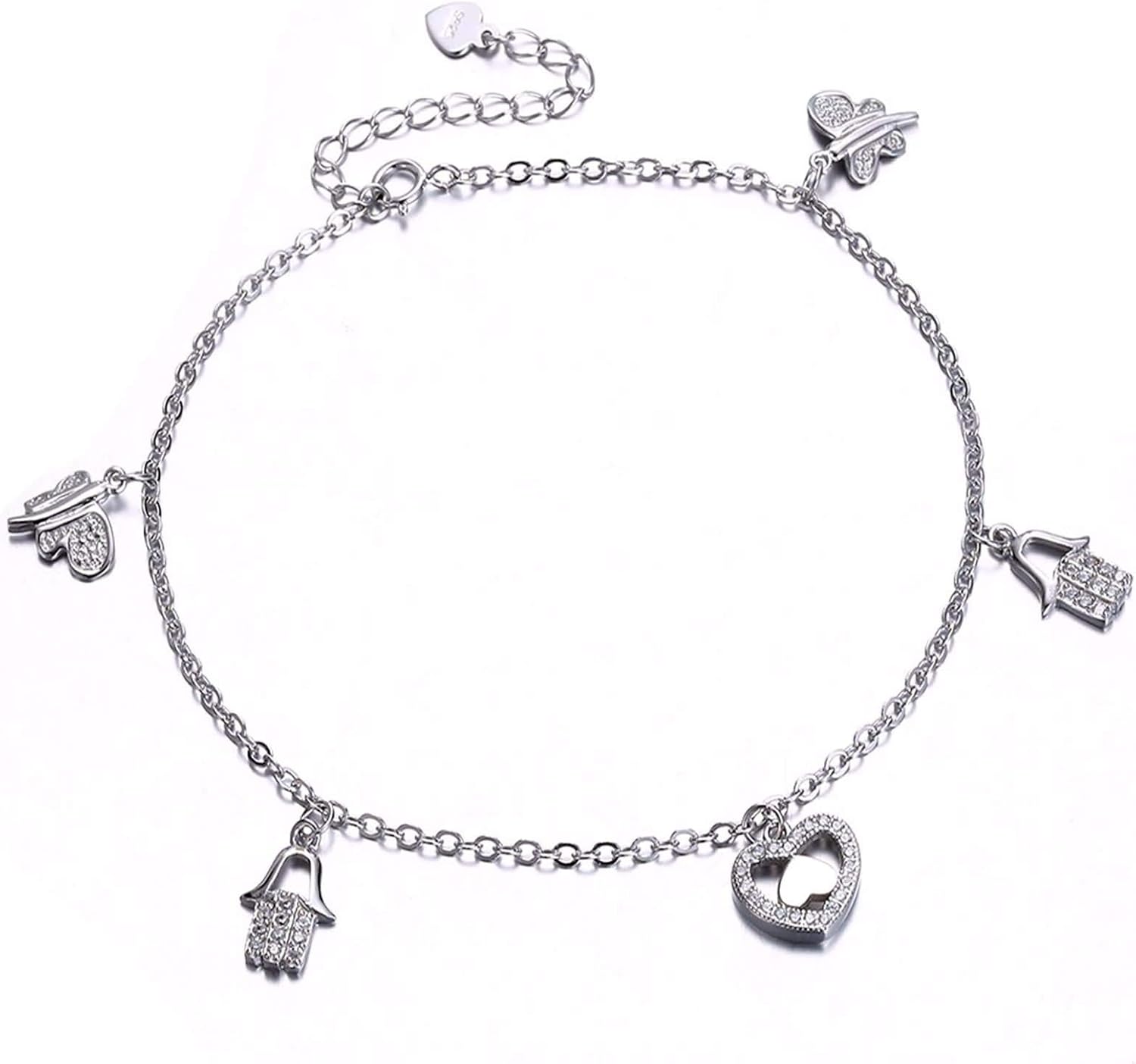 AueDsa Cavigliera Donna Argento 925 Cuore