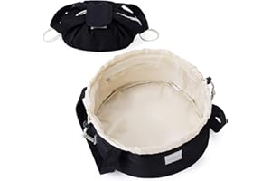 Narwey Christmas Gifts Barrel Drawstring Makeup Bag Large Cosmetic Bag Make up Bags Women and Girls Toiletry Organizer for Travel Toiletries Accessories Essentials (Black) (Patent)