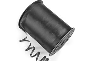 Isaspire 500 Yards Curling Ribbon Black, 1/5" Wide Crimped Black Curling Ribbons - Ideal for Gift Box Wrapping, Birthday, Halloween, Christmas Party Decorations, Balloon String