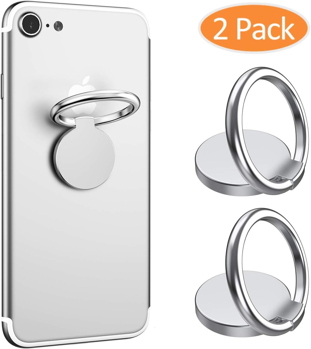 2 Packs Cell Phone Ring Stand 360° Rotation Phone Ring Holder Grip Kickstand Universal Mobile Phone Ring Compatible for iPhone 11 Pro Max X 8 7 Plus 6S 6, Samsung Galaxy S6 S7 S8 S8 Plus, Note, LG