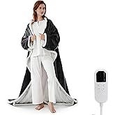 diiiiig Wearable Heated Blanket with Foot Pocket, Electric Snuggle Throw Blankets Robe with Sleeves for Women Men Gift, 8 Heat Levels & 6 Timer Settings, 50"x 70",Grey