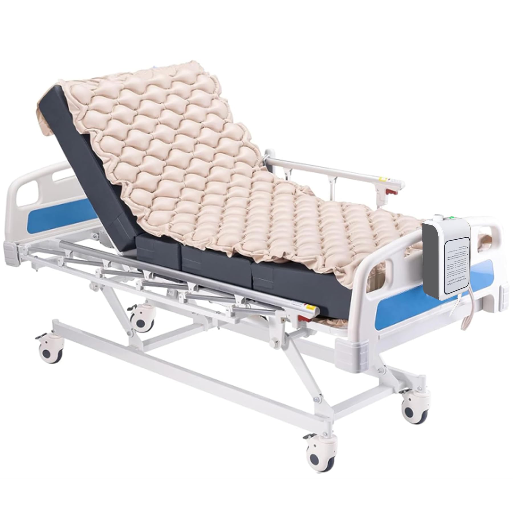 AITX Alternating Pressure Mattress, 130 Air Cells Anti-Decubitus Mattress with Whisper-Quiet Pump, Waterproof Medical-Grade PVC, Pressure Relief Mattress for Hospital & Home Care, Bed Sore Prevention