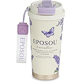 EPOSOU Travel Coffee Mug,leak proof travel mug tumbler with Flip Lid,Reusable Insulated Stainless Steel Cold&hot Brew,16oz,Gifts for Women Men Him Her,for Travel, Hydration, Sports(Lavender 2.0)