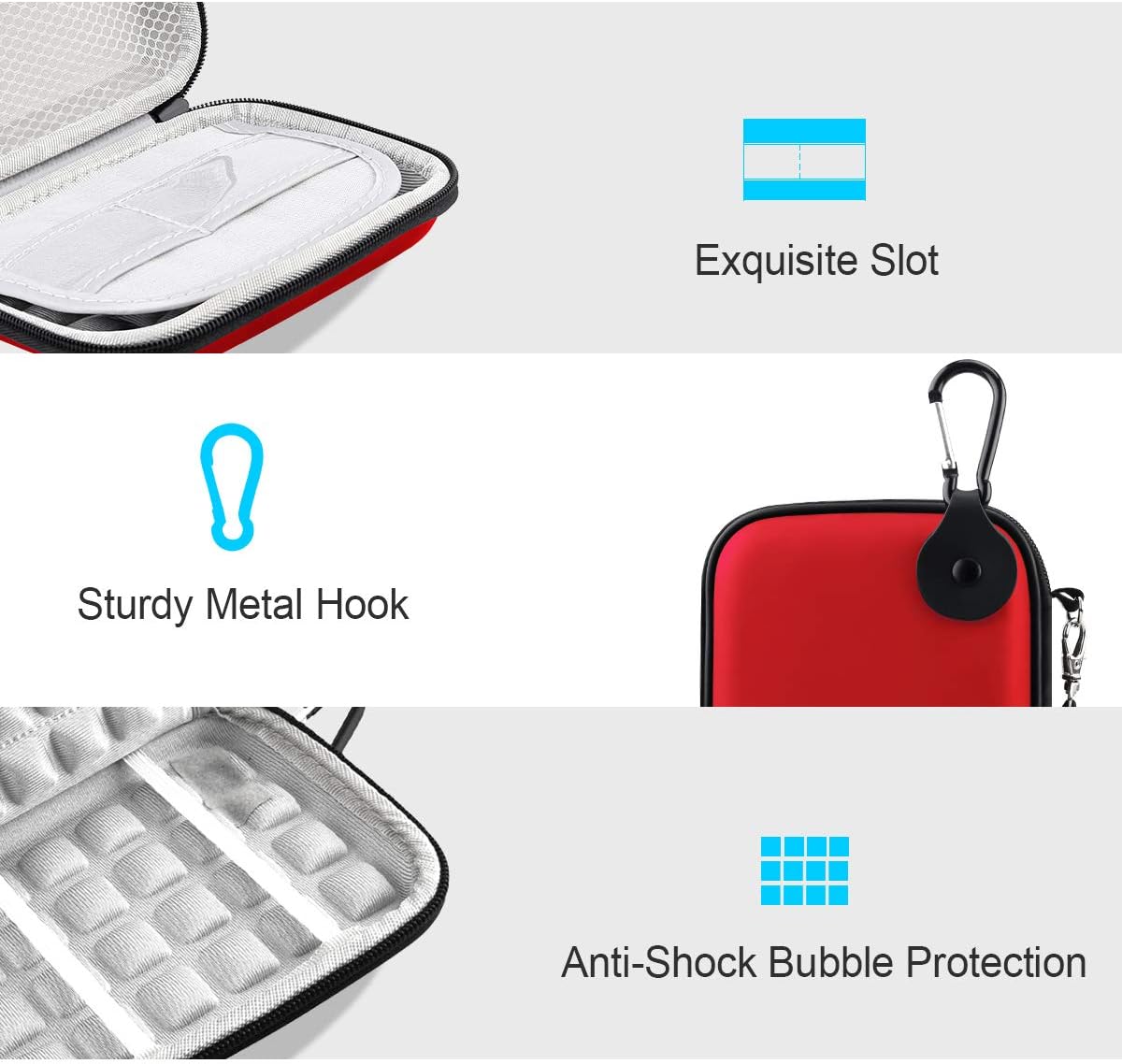 Lacdo External Hard Drive Carrying Case for Seagate Portable/Game Drive for PS4/Expansion/Backup Plus Slim/One Touch Portable Cable Pouch 2.5 inch HDD 1TB 2TB 3TB 4TB 5TB Shockproof Travel Bag - Image 4