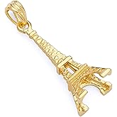 14k REAL Yellow Gold Paris Eiffel Tower Charm Pendant