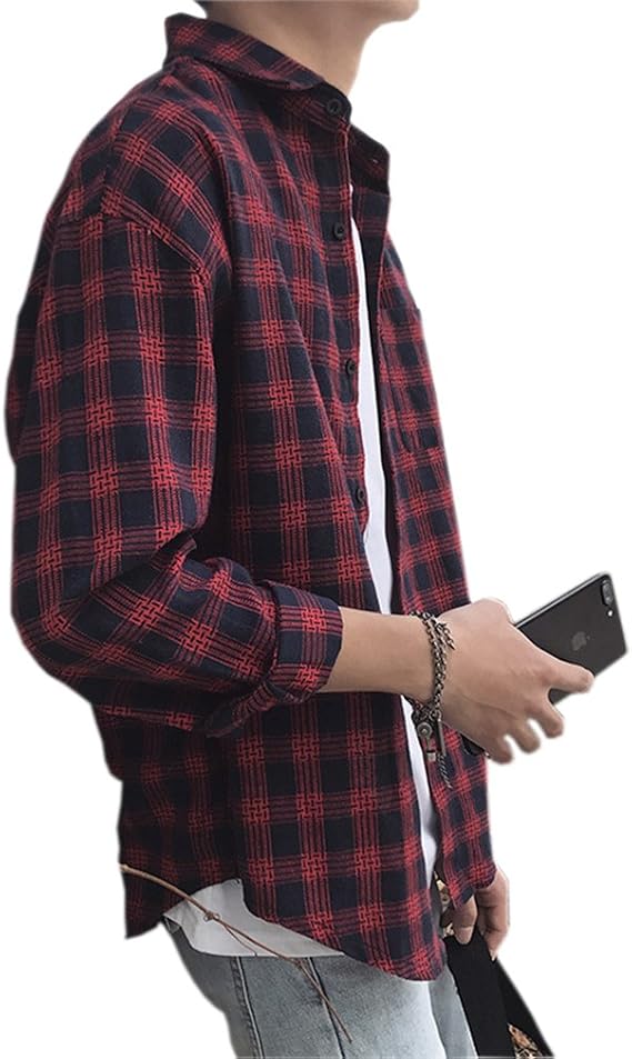 Amazon テンカ 長袖ワイシャツ メンズ 襟付き レジャー 完全ノーアイロン カジュアルシャツ 春夏 シンプル チェックシャツ シャツ 通販