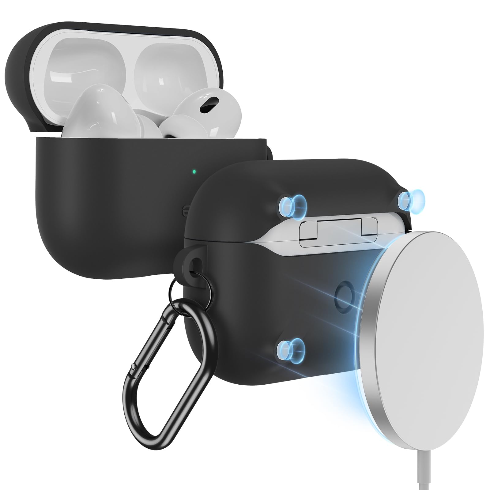 Photo 1 of ESR for AirPods Pro Case (2023/2022/2019, 2nd/1st Gen), Compatible with Airpods Pro 2nd Generation Case (USB-C/Lightning Cable), Compatible with MagSafe, Full Drop Protection, Cloud Series, Black