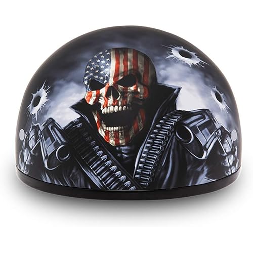 Daytona Helmets Motorcycle Half Helmet Skull Cap- Graphics 100% DOT Approved