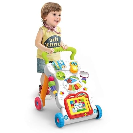 CBEX Baby Music Walker Trolley Baby Early Learning Exercise Limb Multi-Function Walker with Music Rattle Book Toy for Child