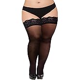 Buauty Plus Size Thigh High Stockings for Women – Black Lace Top Stay Up Sheer Thigh Highs,Lingerie Stockings Pantyhose