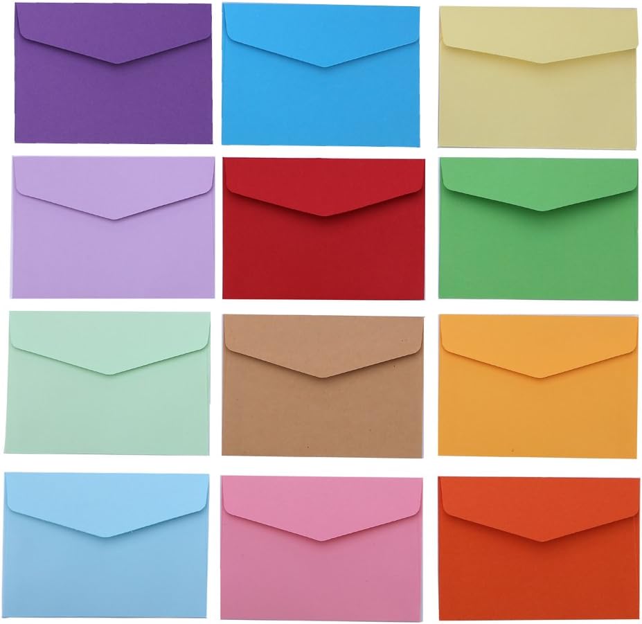 Micent 60 Pieces Multicolor Mini Envelopes Sweet Cute Lovely Envelopes for Personalize Gift Cards, Wedding, Birthday Party Place Cards(4.6 x 3.2 Inch) (colorful)