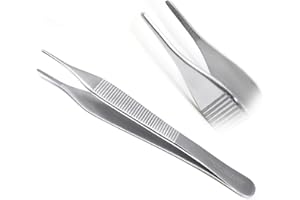 MEDSPO Professional Tweezers | Orthodontic Surgical Medical | Dental Bracket Placing | Cotton Dressing Tissue Forceps | Direct Bonding Serrated Suture Plier CE (Adson Tweezers -12cm)
