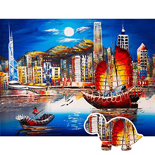 HXMARS City Jigsaw Puzzles 500-Pieces: Hong Kong City Puzzle Game for Family Adults Teens - Oil Painting Home Decoration,27