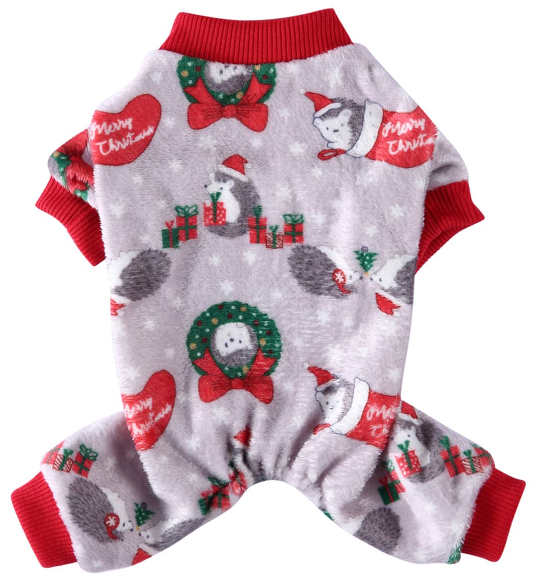 XIAOYU Christmas Dog Pajamas Soft Warm Pet Clothes Cat Apparel Winter Holiday Costumes for Small Dog Cat, Hedgehog, M