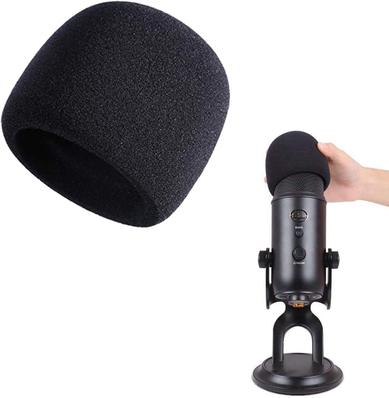Professional Blue Yeti Foam Microphone Windscreen, Microphone Cover For MXL, Audio Technica and other Large Microphones.（Black）