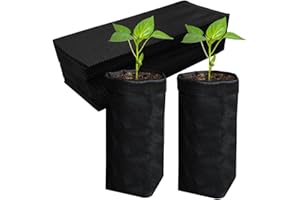 Belit 100 Pcs 13.5" H Nursery Grow Bags, Non-Woven Plants Pots Container for Starting Deep Rooted Plants Vegetable, Flower, Seedling Tree, Black
