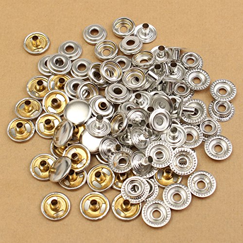 100pcs 15MM Stainless Steel Fastener Snap Press Stud Button for Marine Boat Canvas (4 Components, 25 for Each)