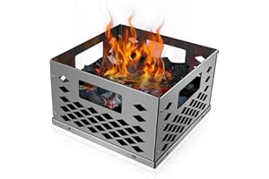 Folocy Stainless Steel Charcoal Basket Smoker Box for Oklahoma Joe's Smoker, Firebox Smoker Accessories for Most Offset Smoker Grill, Outdoor Cooking Charcoal Box Parts, 10" x 10" x 6"