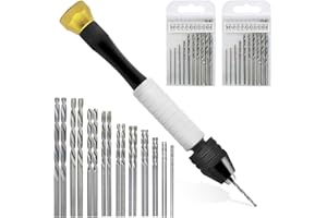 Pin Vise Hand Drill for Jewelry Making, AIFUDA Hand Pin Vise with 20 PCS Micro Twist Drill Bits Set(0.8mm-3.0mm) for Resin, R