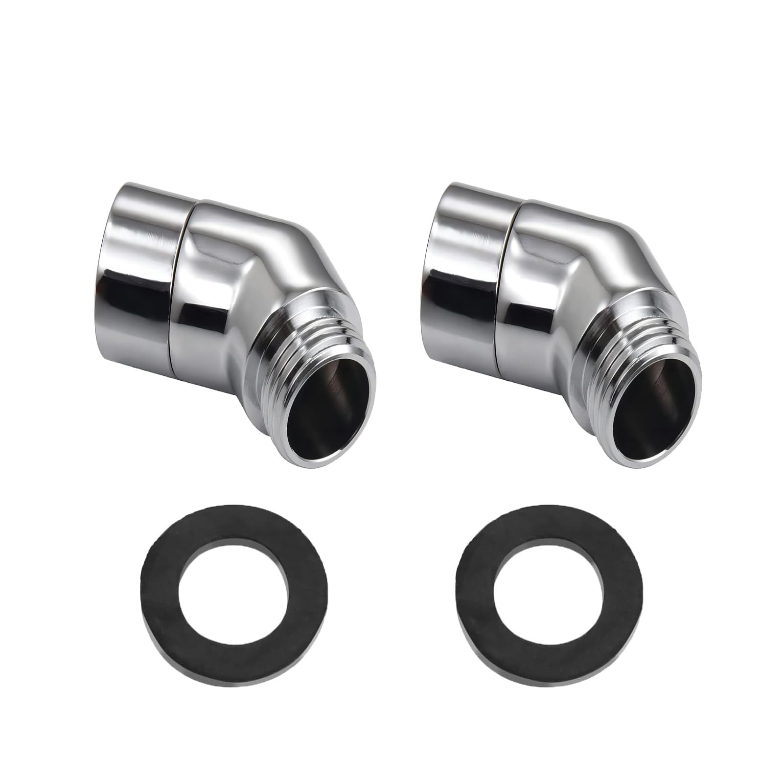 2 Pcs Shower Head Adapter, 135° Solid Brass Shower Elbow Adapter with Rubber Spinable G1/2" Shower Head Extension Arm for Connection of Wall Mounted Shower Handheld Showerhead