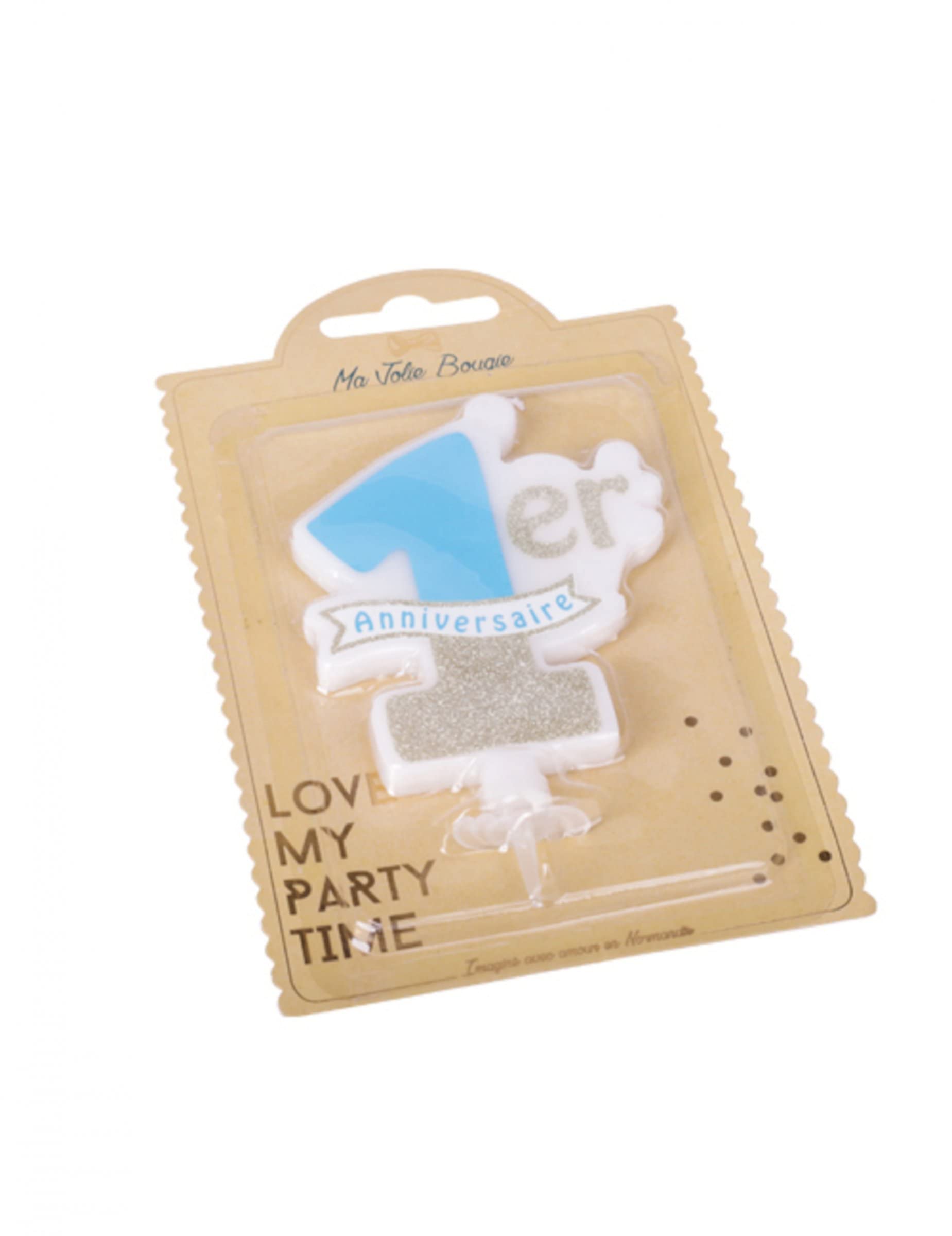 My 1st Birthday Candle Blue with Glitter
