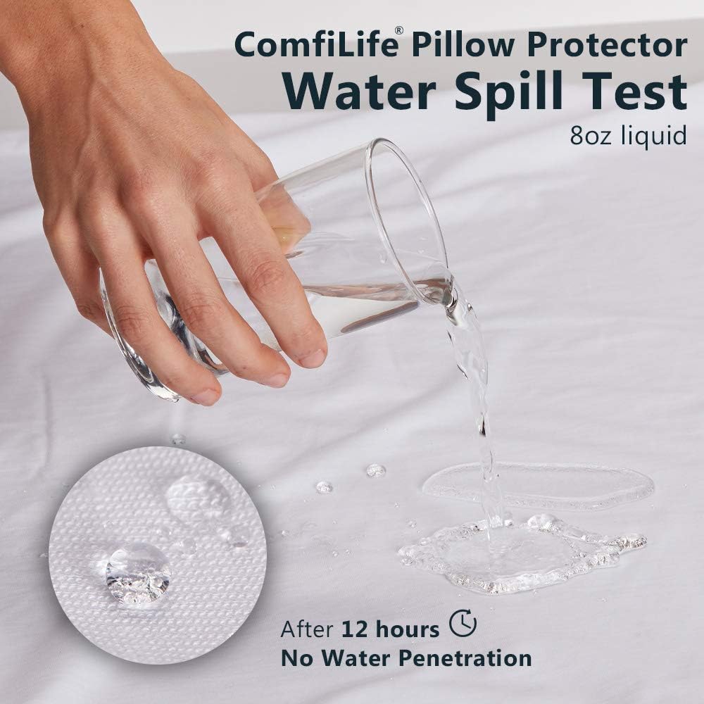 ComfiLife 100% Waterproof Pillow Protectors – Allergy Relief Pillow Cases – Hypoallergenic Zippered Pillow Covers for Bed Pillows – (Set of 2, Standard): Home & Kitchen