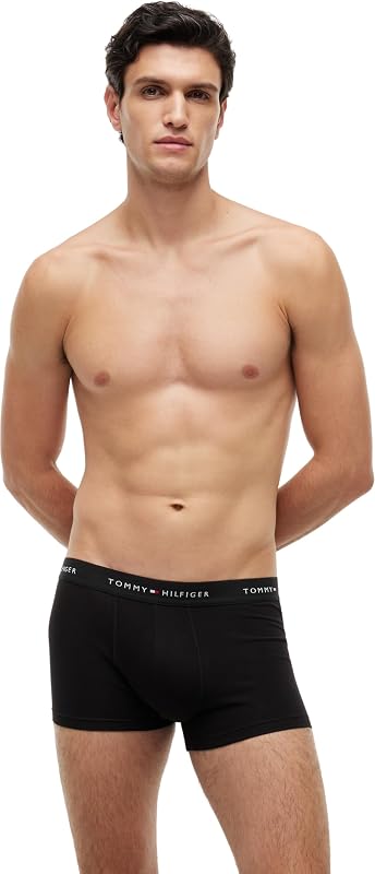 Herren 3er Pack Boxershorts Trunks aus Baumwolle mit Stretch, Mehrfarbig (Grey Heather/Black/White), S — Foto 5 von 6