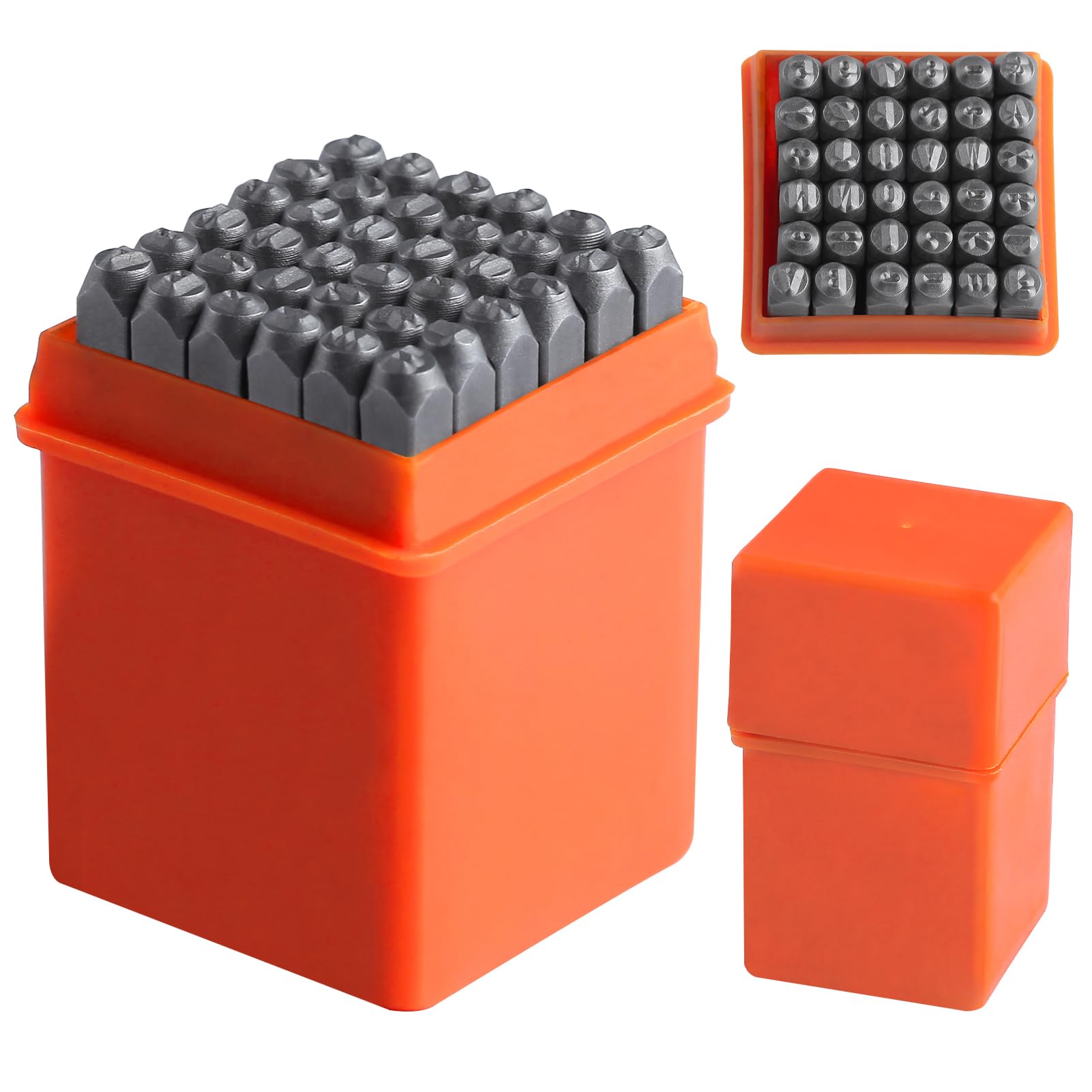 LEONTOOL Number and Letter Stamp Set (A-Z, 0-9 and & Symbol) 36 PCS Metal Stamping Kit, Steel Character Punch Metal Stamps, Jewelry Metal Stamping Tools for Imprinting Metal Wood Leather, (1/8") 3MM